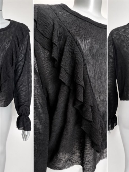 Blusa Cinza com Babado — Blusas & Casacos