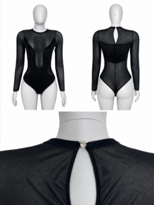 Body Preto Manga Longa — Lingerie