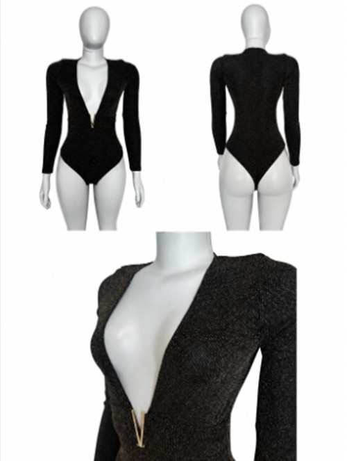 Body Preto Decote V — Lingerie
